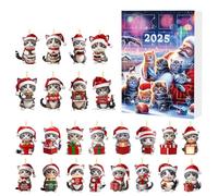 Calendario dell'Avvento natalizio 2025 con interessanti ornamenti a forma di gatto, set di calendario per conto alla rovescia, in acrilico, da collezione, decorazione significativa (rosso, 26 x 18 cm)