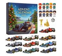Calendario dell'Avvento natalizio 2025, conto alla rovescia di 24 giorni, ornamento e oggetti da collezione 2D Racing Team, sorpresa per gli appassionati di corse, ragazzi e ragazze