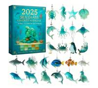 Calendario dell'avvento natalizio 2025, conto alla rovescia festivo di 24 giorni, con ciondolo a forma di pesce oceano in acrilico 2D, ideale come regalo per feste per ragazzi, ragazze e regali di