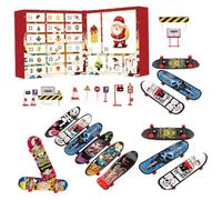 Calendario dell'Avvento natalizio con fingerboard - Piccolo divertente cartello stradale interattivo | Giocattolo per skateboard natalizio - per feste di compleanno, ufficio, casa, scuola
