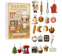 Calendario dell'avvento natalizio con ricette per le vacanze di 24 giorni, decorazioni 2D in acrilico, ispirazione stagionale, conto alla rovescia festivo per panettieri e famiglie, regali di Natale