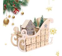 Calendario dell'avvento natalizio in legno con 24 cassetti illuminati a LED, calendario dell'avvento con musica, calendario dell'avvento vuoto da riempire con conto alla rovescia per bambini,