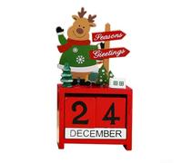 Calendario dell'Avvento natalizio in legno con cubi mobili per data, riutilizzabile, decorazione per il conto alla rovescia per casa, ufficio, scrivania, festivo per spirito, 7,8 x 3,8 x 14 cm