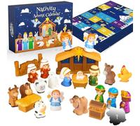 Calendario dell'Avvento Natività 25 pezzi Set di presepi per piccoli popoli carini Calendario dell'Avvento religioso per genitori e figli felici per bambini piccoli, ragazzi, ragazze per Natale