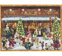 Calendario dell'Avvento nostalgico in carta con immagini e glitter per bambini e adulti "negozio vittoriano"
