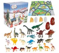 Calendario dell'Avvento per Bambini 2025, Calendario dell'Avvento dei Dinosauri da 24 Giorni con 24 Giocattoli e Mappa, Giocattolo Educativo per il Conto alla Rovescia di Natale Genitore-Figlio per B