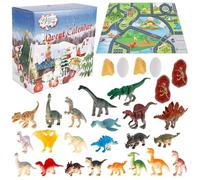 Calendario dell'Avvento per bambini 2026, Calendario dell'Avvento dei dinosauri da 24 giorni con 24 giocattoli e mappa, Giocattolo educativo per il conto alla rovescia di Natale genitore-figlio per b