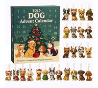 Calendario dell'Avvento per cani 2025, 24 giorni con ciondolo a forma di cane, calendario dell'Avvento, calendario natalizio per gli amanti dei cani (A)