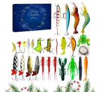 Calendario dell'Avvento per esche da pesca,Calendario dell'Avvento per la pesca 2024 - Set di attrezzatura da pesca con conto alla rovescia di Natale di 24 giorni,Calendario dell'Avvento 2024, conto a