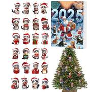 Calendario dell'Avvento per gatti 2025 - 24 giorni, conto alla rovescia per gli amanti dei gatti | 2D acrilico carino albero di Natale gatto ornamenti | Incantevole gattino decorazione per le vacanze