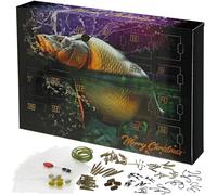 Calendario dell'Avvento per la pesca alla carpa, 104 pezzi, attrezzatura da pesca mista di alta qualità, conto alla rovescia per 24 giorni per pescatori, regalo perfetto per la pesca di figlio, marito