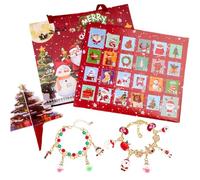 Calendario dell'Avvento Per Natale | Calendario dell'Avvento 2025 con 24 braccialetti affascinanti - Kit di creazione di gioielli per feste principianti, regalo fidanzata adolescente a casa