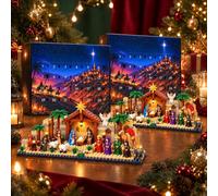 Calendario dell'Avvento per presepe, kit di 24 giorni con mattoni | Costruisci la scena classica della sacra mangiatoia, giorno per giorno, con 24 scomparti, calendario dell'Avvento per il