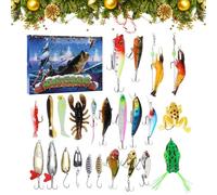 Calendario dell'Avvento Pesca 2025, Conta alla Rovescia di 24 Giorni Natalizi con Esche, Ancore e Appetiti Diversificati, Set Regalo Festivo per Uomini, Papà, Ragazzi e Appassionati di Pesca