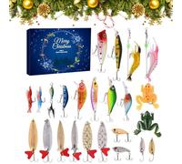 Calendario dell'Avvento Pesca 2025, Conta alla Rovescia di 24 Giorni Natalizi con Esche, Ancore e Appetiti Diversificati, Set Regalo Festivo per Uomini, Papà, Ragazzi e Appassionati di Pesca
