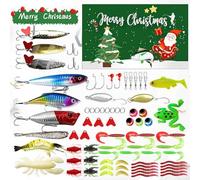 Calendario dell'Avvento Pesca 2025 da uomo con 78 pezzi, calendari dell'Avvento di Natale di 24 giorni, esche e kit di pesca, regalo di Natale per pescatore, papà, marito e ragazzo adolescente (verde)
