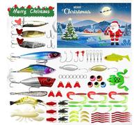 Calendario dell'Avvento Pesca 2025 da uomo con 78 pezzi, calendari dell'Avvento di Natale di 24 giorni, esche e kit di pesca, regalo di Natale per pescatore, papà, marito e ragazzo adolescente (blu)
