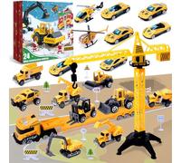 Calendario dell'Avvento Ragazzi Calendario dell'Avvento Auto Cantiere Giocattolo Ragazzo Ingegnere Veicoli Escavatore 24 Giorni Regali per Bambini di Natale Conto alla Rovescia
