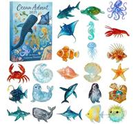 Calendario Dell'Avvento Sea Glass 2025-24 Giorni Di Tesori Dell'oceano in Scatole A Sorpresa Con Ornamenti in Acrilico, Kit Decorazioni Natalizie A Tema Sirene Per L'albero Di Natale E La Casa,b