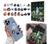 Calendario dell'Avvento serie 3D Halloween fai da te in resina con retro piatto, accessori per conto alla rovescia, set di decorazioni per telefono, fermagli per capelli, creazione di gioielli