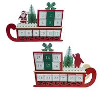 Calendario dell'Avvento Slitta Rossa Babbo Natale con 24 Cassetti in Legno Count