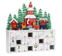 CALENDARIO DELL'AVVENTO TRENINO NATALIZIO DI BABBO NATALE IN LEGNO 24 CASSETTI