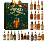 Calendario dell'avvento whiskey 2025, Calendari dell'Avvento per Amanti di Birra e Whiskey, 24 Ciondoli Premium Whiskey/Birra, 24 Giorni senza ripetizione, Attraverso il Mondo del Whiskey/Birra