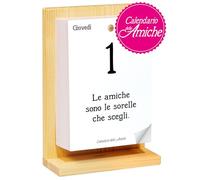 Calendario delle Amiche 2026 Eco Sostenibile. Il Primo e L'Originale. Il Calendario Geniale dedicato alle Donne. Idea Regalo con Scatola. Supporto in legno e pensiero Filosofico. Ogni giorno una frase