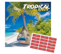 Calendario delle isole tropicali 2026 | Calendario da parete quadrato | 16 mesi | con adesivi organizzativi