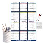 Calendario di cancellazione a secco di 12 mesi 2025 - Calendario mensile cancellabile per pareti con marcatori, ornamenti per la casa planner annuale a doppia faccia per dormitorio, sala da studio