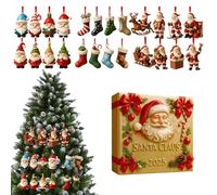 Calendario di conteggio per Natale | Ornamento in acrilico 2D di Santa ,24 giorni di ornamenti natalizi per l'avvento, per festa di vacanza invernale a casa