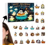 Calendario di gioielli di Halloween - Conto alla rovescia per orecchini fantasma, regalo del calendario degli ornamenti | Set di orecchini per vacanze acriliche, gioielli piatti in spetkio con appoggi