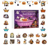 Calendario di Halloween conto alla rovescia - Conto alla rovescia 24 giorni con ciondolo, ciondolo 2D fantasma da collezione, scenografia per adulti, adolescenti, bambini, studenti, soggiorno