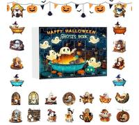 Calendario di Halloween conto alla rovescia - Conto alla rovescia 24 giorni con ciondolo, ciondolo 2D fantasma da collezione, scenografia per adulti, adolescenti, bambini, studenti, soggiorno