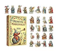 Calendario di Natale 2026 Ciondoli e pendenti medievali vintage 2D | Calendario per conto alla rovescia a tema medievale, per Natale, feste, uffici, casa, camera da letto, stanza, scuola