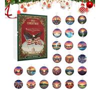 Calendario di Natale 'Avvento 2025 - Set di 24 giorni con ciondolo da collezione 2D, calendario con conto alla rovescia con monumenti nazionali, ciondolo decorativo da appendere per le vacanze, pe