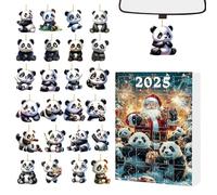 Calendario di Natale Avvento, 24 pezzi, conto alla rovescia - 2d Panda ornamento Natale, ciondolo giocattolo festivo, set di accenti per scenario di presa della porta | calza tradizionale cappotto