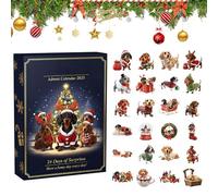 Calendario di Natale, conto alla rovescia, ornamento acrilico 2D, a forma di cucciolo, ornamento per cani per 24 giorni, per la casa, la finestra, le feste, l'inverno, la decorazione stagionale