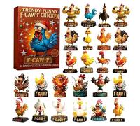 Calendario di Natale - Ornamento piatto in acrilico 2D conto alla rovescia 2025 motivo pollo, decorazione per le vacanze, regalo festivo divertente, celebrazione della casa, uomini, donne, ragazze