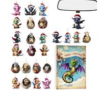 CALENDARIO DI Natale - Pendenti del Dinosaur | 2025 Dragon Toys Christmas Calendar Ornamenti, 24 giorni Pendenti dinosauri per la finestra 'albero Ufficio auto