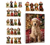 Calendario Di Natale Per Il Conto Alla Rovescia,2D Decorazione Per L Avvento In Acrilico A Forma Di Cane - 24 Giorni Di Addobbi Per L'Albero Di Natale A Tema Cane,Per Feste Natalizie Albero Scrivania