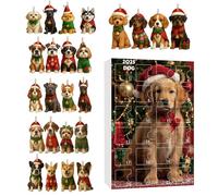 Calendario Di Natale Per Il Conto Alla Rovescia - Decorazione Per Cani In Acrilico 2D Per Il Conto Alla Rovescia,Decorazione Natalizia Per Cane Da 24 Giorni | Per Feste Natalizie Albero Scrivania Fine