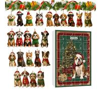 Calendario Di Natale Per Il Conto Alla Rovescia | Decorazione Per Cani In Acrilico Bidimensionale - 24 Giorni Di Addobbi Per L'Albero Di Natale A Tema Cane - Per Casa Albero Scrivania Feste Finestra P