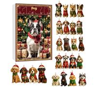 Calendario Di Natale Per Il Conto Alla Rovescia,Pendente 2D In Acrilico A Tema Cane Per Conto Alla Rovescia - Decorazione Natalizia Per Cane Da 24 Giorni,Per Casa Albero Scrivania Feste Finestra Porta