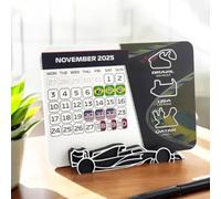 Calendario F1 2025, calendario da tavolo F1 2025, calendario da tavolo 2025, decorazione da tavolo 2025, calendario da tavolo con supporto per auto F1, calendario da tavolo Formula 1, calendario da
