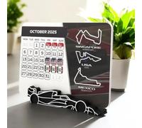 Calendario F1 2025, calendario delle gare di F1, calendario 2025 di Formula 1, calendario delle corse automobilistiche, calendario da tavolo 2025 con supporto per auto F1, calendario da tavolo da