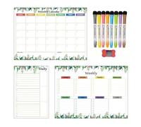Calendario Frigorifero Magnet - Calendario Famiglia Magnetico Per La Pianificazione Set Di 3 Pianificatori Mensili Con Marcatori E Bozza, Consiglio Organizzazione, Calendario Settimanale, Pla