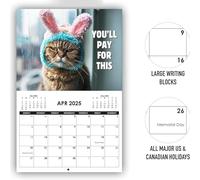 Calendario Gatti Selfies 2025, Calendario Gatti Incazzati, Calendario 12 Mesi Funn Angry Cats Planner, Planner Mensile Da Parete, Calendario Per Gli Amanti Dei Gatti, Divertente Organizzatore
