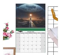 Calendario giornaliero alieno 2025 - Calendario da parete unico a tema alieno | Pianificatore mensile per organizzare e programmare | Calendario d'arte UFO vintage per fan di l