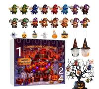 Calendario gnoma di Halloween Avvento, ciondolo per conto alla rovescia a 24 giorni, 11.02x12.6x1.57 pollici, design festivo acrilico 2d e resina 3D, ricordi hangovole per la decorazione degli alberi